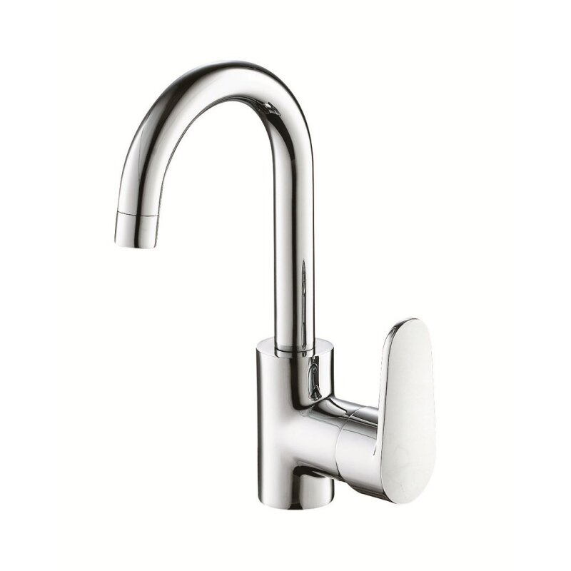 AqvaBasic I Waschtischarmatur mit hohem Auslauf- Hebel seitlich- mit Push-open Ventil- chrom