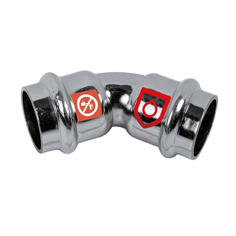 C-Stahl Pressfitting Bogen 45- 2 Muffen 42mm